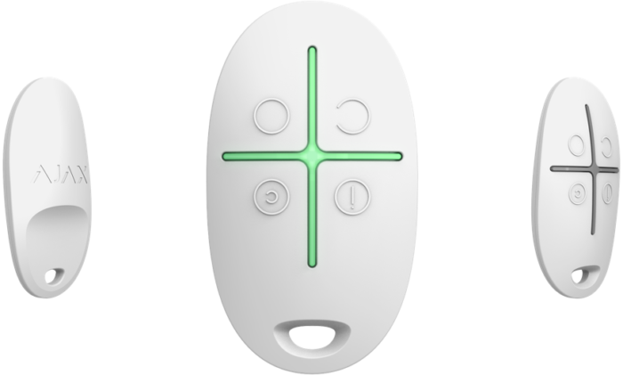 Télécommande blanc Ajax SpaceControl pour système de sécurité, avec bouton d'alarme