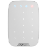Vue de KeyPad Plus blanc, clavier sans fil avec prise en charge de cartes pour système de sécurité Ajax.