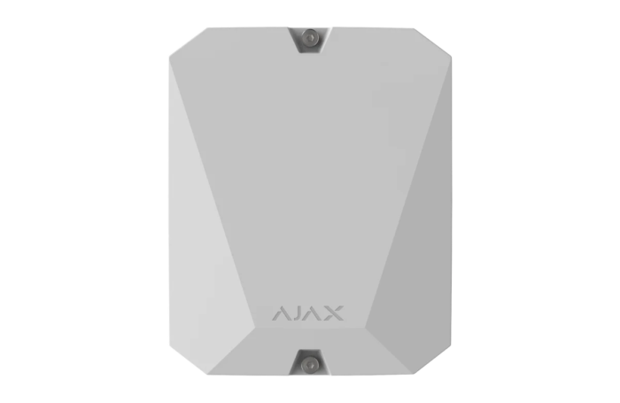Module blanc MultiTransmitter pour connecter les alarmes filaires à Ajax, avec une communication radio sécurisée Jeweller